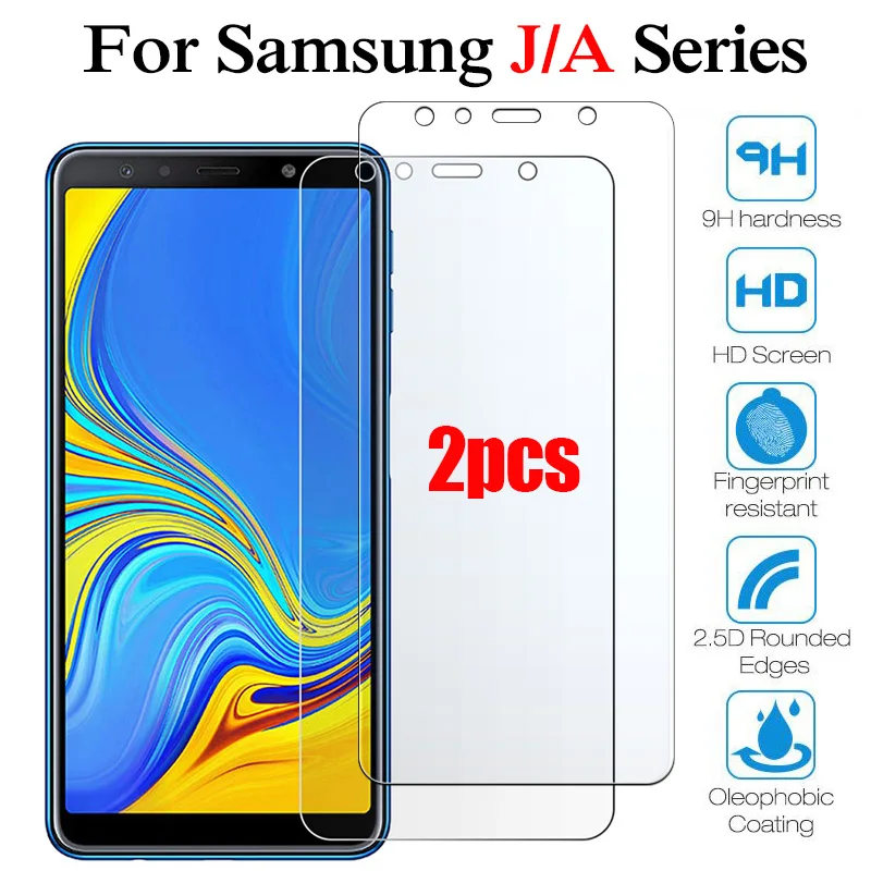 

2PCS/Lot Protective glass on for samsung galaxy a8 plus armor j2 pro 2018 screenprotector screensaver samsun galax a 8 j 2 2pro