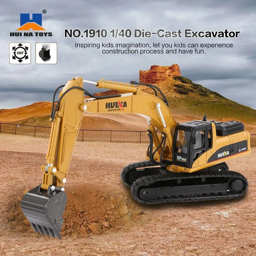 

HUINA TOYS NO.1910 1/40 Alloy Excavator Truck Die-Cast Metal Professional Engineering Construction Vehicle Model Kids Toys Gift