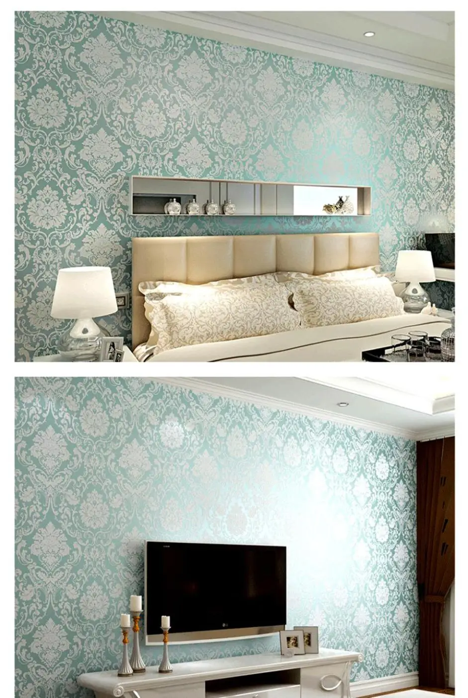 Aliexpress.com: koop klassieke europese vliesbehang reliëf damast ... Beige kleur van de muur woonkamer