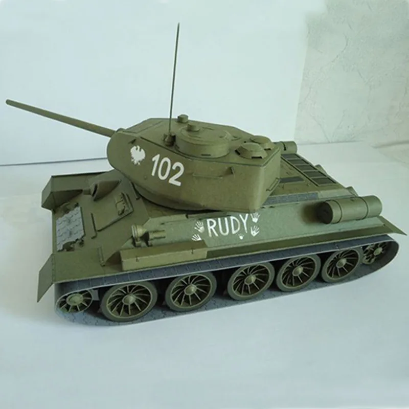 

Paper Soviet Union Tank T-34/85 Model Toys Handmade DIY creative show props tide Collection Military Ornament Gift For Children