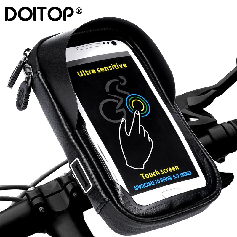 

DOITOP 6.0 inch Waterproof Bike Bicycle Mobile Phone Holder Stand Motorcycle Handlebar Mount Bag For iphone X Samsung LG Huawei