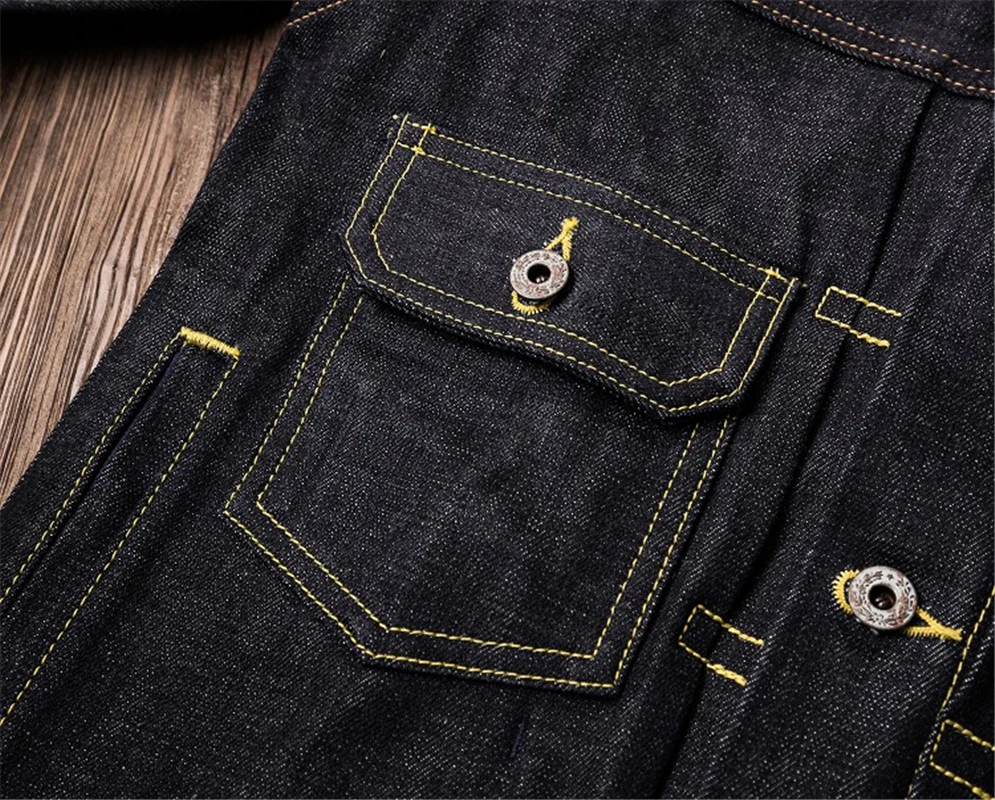 Promotion VS101-0001B Read Description! Asian size cotton 16 oz denim jacket casual stylish raw unwashed denim coat VS101-0001B