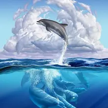 Jumping dolphins DIY картина по номерам 24 Цвета Пигмент кисть Искусство Ручная роспись креативная цифровая картина маслом