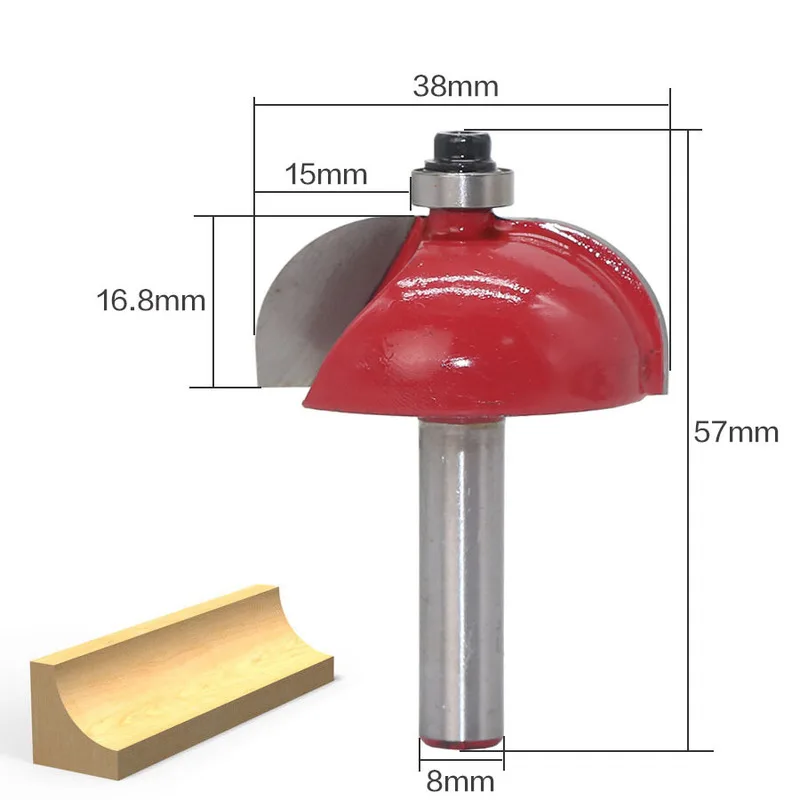 

8mm Shank Professional Round-Over Router Bits for wood Woodworking Endmill with Bearing Milling Cutter Corner Round Over Bit