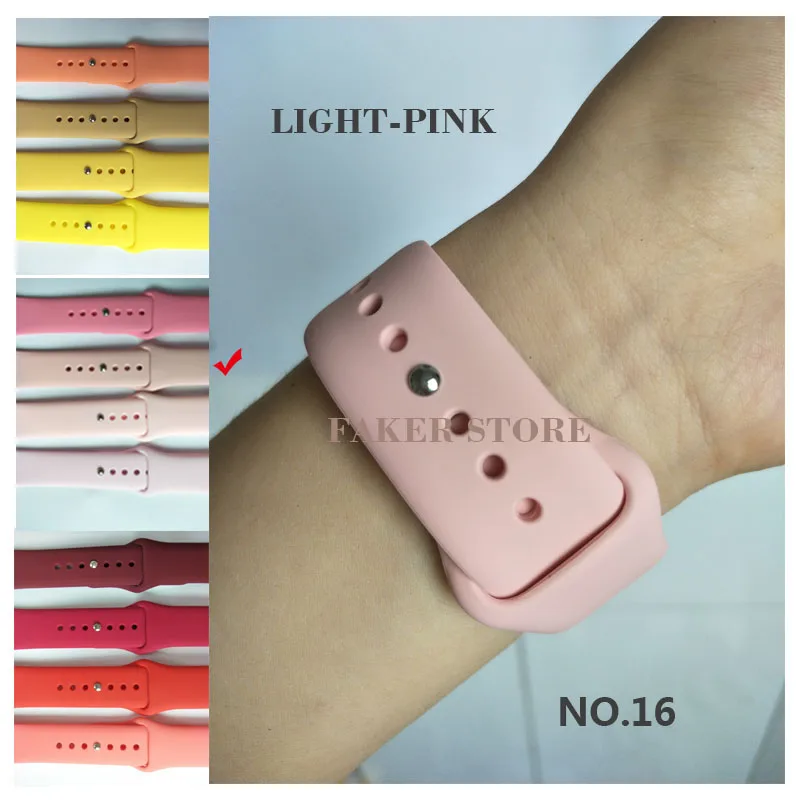 Цветной мягкий силиконовый ремешок для iWatch, спортивный ремешок для Apple Watch, сменный ремешок для Apple Watch 42 мм - Цвет ремешка: 16-Light-Pink