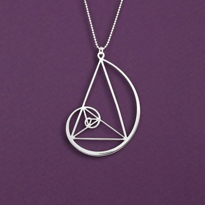 golden triangle necklace Fibonacci golden ratio pendant (3.5mm) size