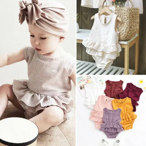 Pudcoco/Летняя Одежда для новорожденных и маленьких девочек, полосатый комбинезон без рукавов, комплект из 1 предмета