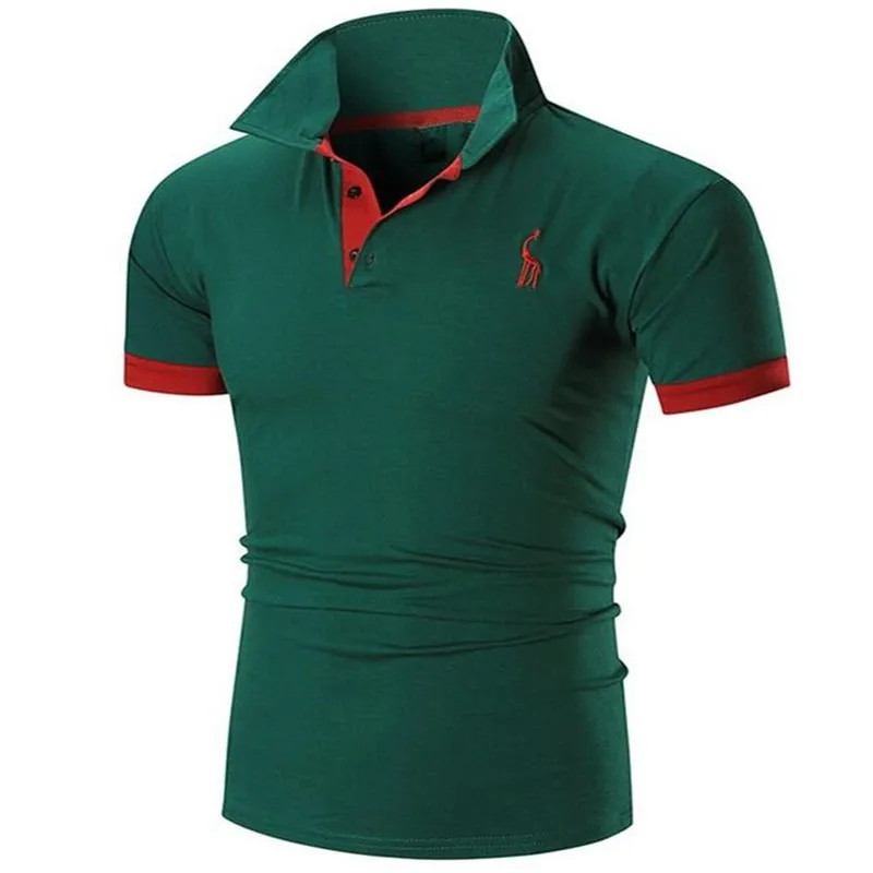 

HOWL LOFTY Mens Polo Shirt Brands 2018 Male Short Sleeve Casual Slim Solid Color Printing Deer Pattern Polos Men 3XL