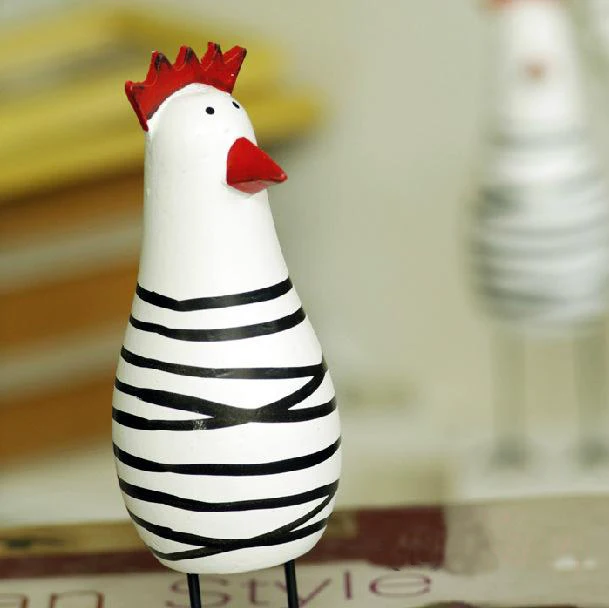 Набор из 3 предметов ручной работы деревянная курица декоративные статуэтки гостиной декоративные ремесла линии полоса курица животных набор реквизит