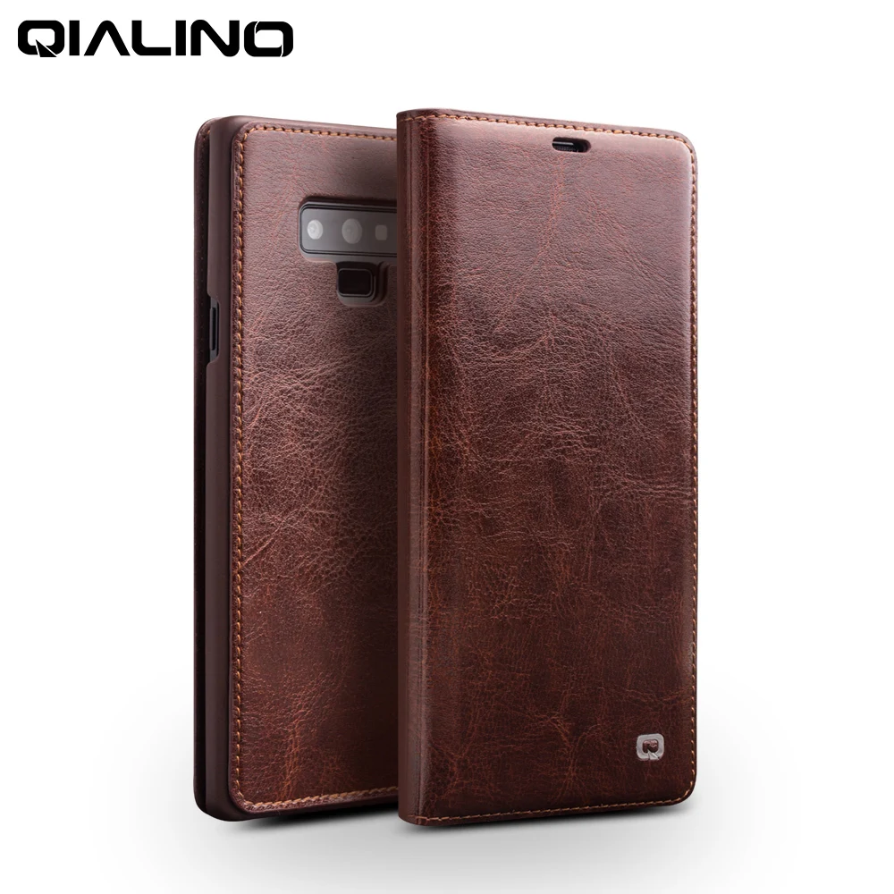

QIALINO Fashion Genuine Leather Phone Cover for Samsung Galaxy Note 9 Luxury Ultrathin Card Slot Flip Case for Samsung note 9