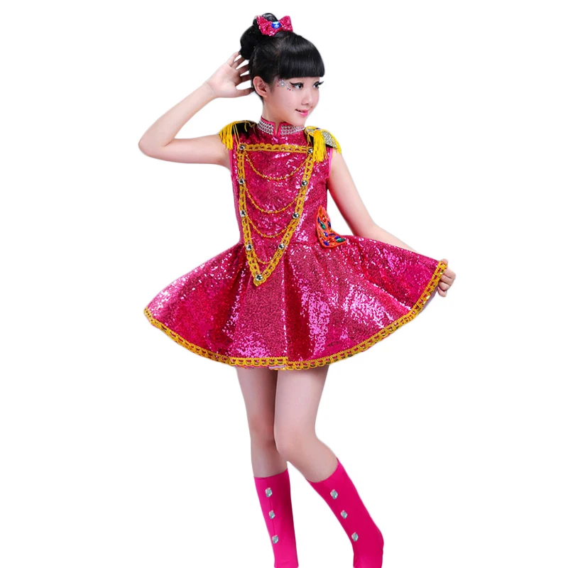 New Children Jazz Dance Costume Sequin Girl Skirt Fringed Sequin Drum Stage Performance Clothes Girls Boys Jazz Dance Costumes