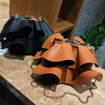 

Bags for women New mini pleated skirt wave lace handbag Korean version of the clutch bag chain shoulder diagonal package tide