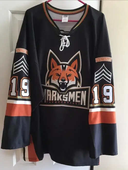 

Vintage FAYETTEVILLE MARKSMEN Hockey Jersey Embroidery Stitched Customize any number and name Jerseys.