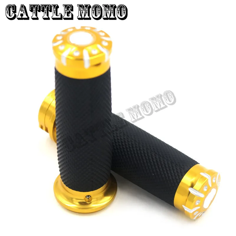 Universal Handlebar Grips Black CNC 1" 25mm Hand Grip For Harley
