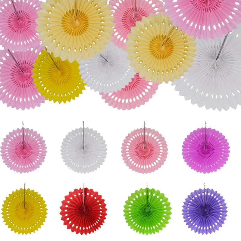 

20cm/25cm/30cm Tissue Paper Honeycomb Paper Fans Pinwheels Hanging Paper Flowers for Birthday Wedding Party Christmas Decoration