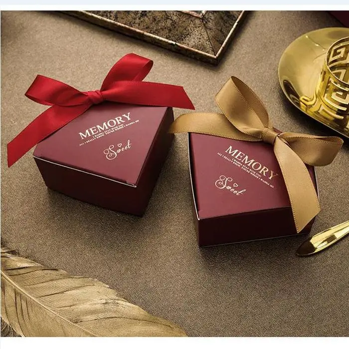 50 шт/100 шт коробка для конфет в форме бриллиантов, Свадебная подарочная коробка, коробки для шоколада, Подарочная коробка для детского душа с лентой