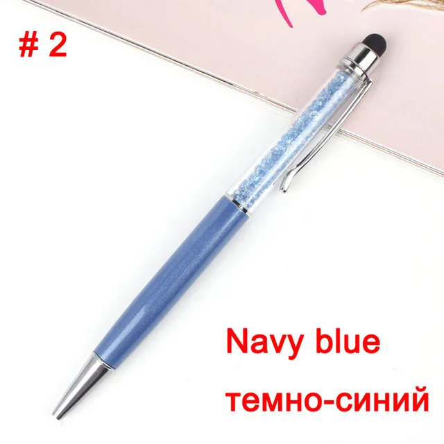 24 цвета кристальная шариковая ручка модный креативный Стилус для письма канцелярская ручка для офисов и школ шариковая ручка черный синий - Цвет: 2