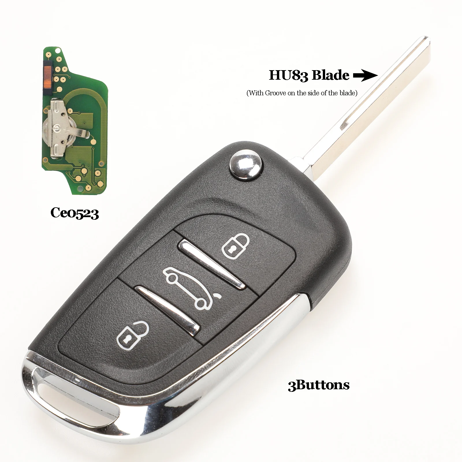 Jingyuqin 5 шт. ASK/FSK Ce0523 2/3 кнопки дистанционного ключа автомобиля для Citroen C2 C3 C4 C5 433 МГц ID46 модифицированный флип Автомобильный ключ управления - Цвет: HCA 3 Butotns