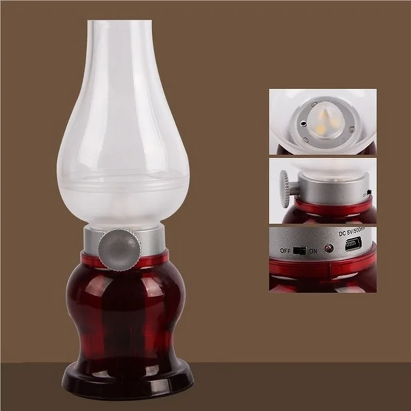 Беспламенный светодиодный настольный светильник с регулируемой яркостью, ретро креативная керосиновая настольная лампа, перезаряжаемый светодиодный светильник для чтения