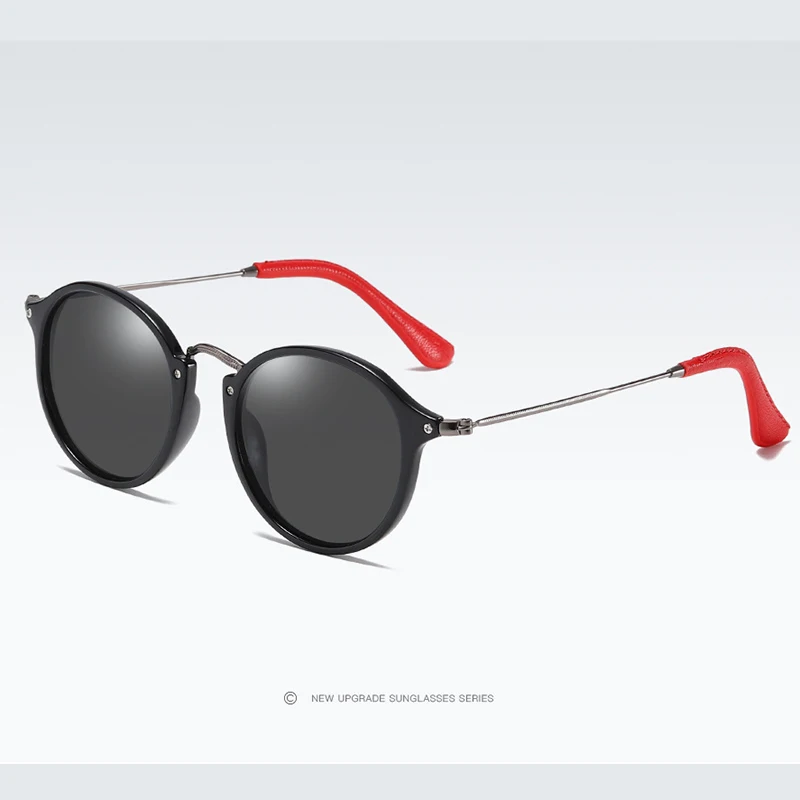 Модные круглые солнцезащитные очки, мужские, женские, Ретро стиль, Круглые, поляризационные солнцезащитные очки, черепаховая оправа с G15 линзами - Lenses Color: Black Black