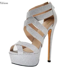 Olomm/новые стильные женские босоножки шикарные босоножки на тонком высоком каблуке пикантные вечерние серебристые женские туфли с открытым носком женская обувь; большие размеры США 4-10,5