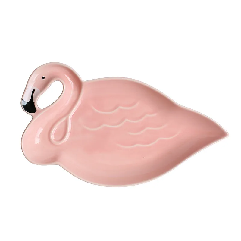 Decoration Flamingo Pink Ceramic Plate Sets  (8)