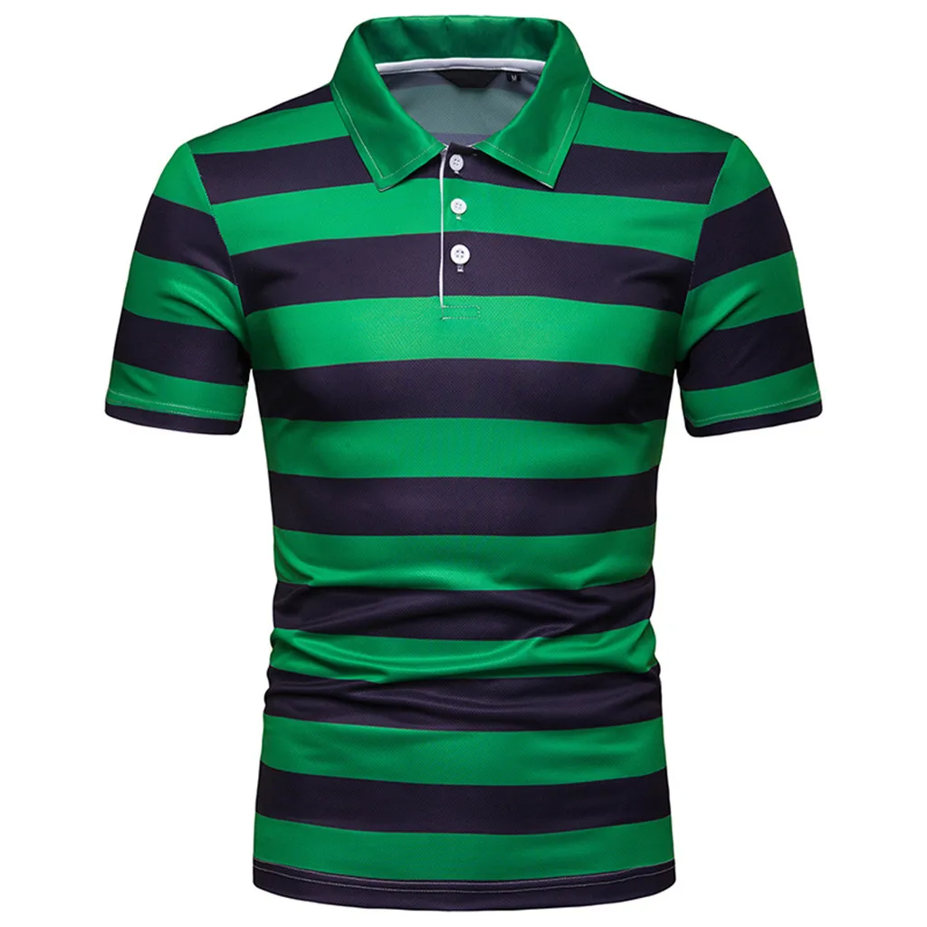 

CHAMSGEND Shirt Men's Fashion Shirts Cotton Short Sleeve Stripe Painting Large Size Casual Turn-down Collar Musle Shirt 9.FEB.22