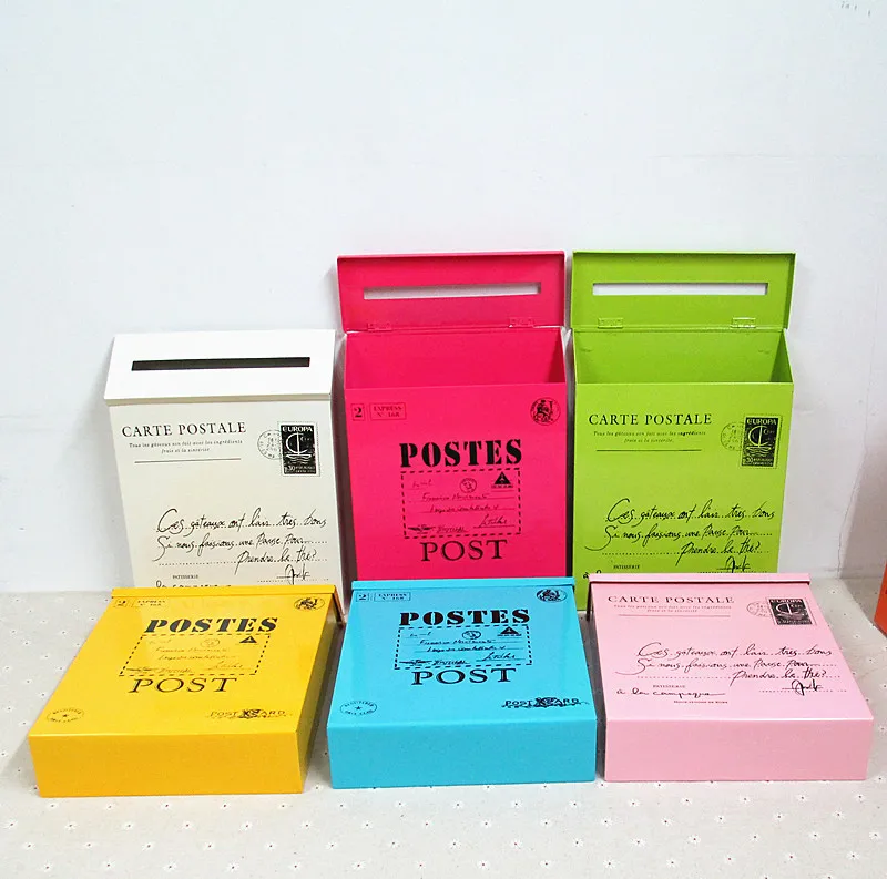 

Box locks Metal Letter Wall Mounted Post Mail Box Mailbox Postbox Letterbox Vintage Style Outdoor Home Decoration Box Lock