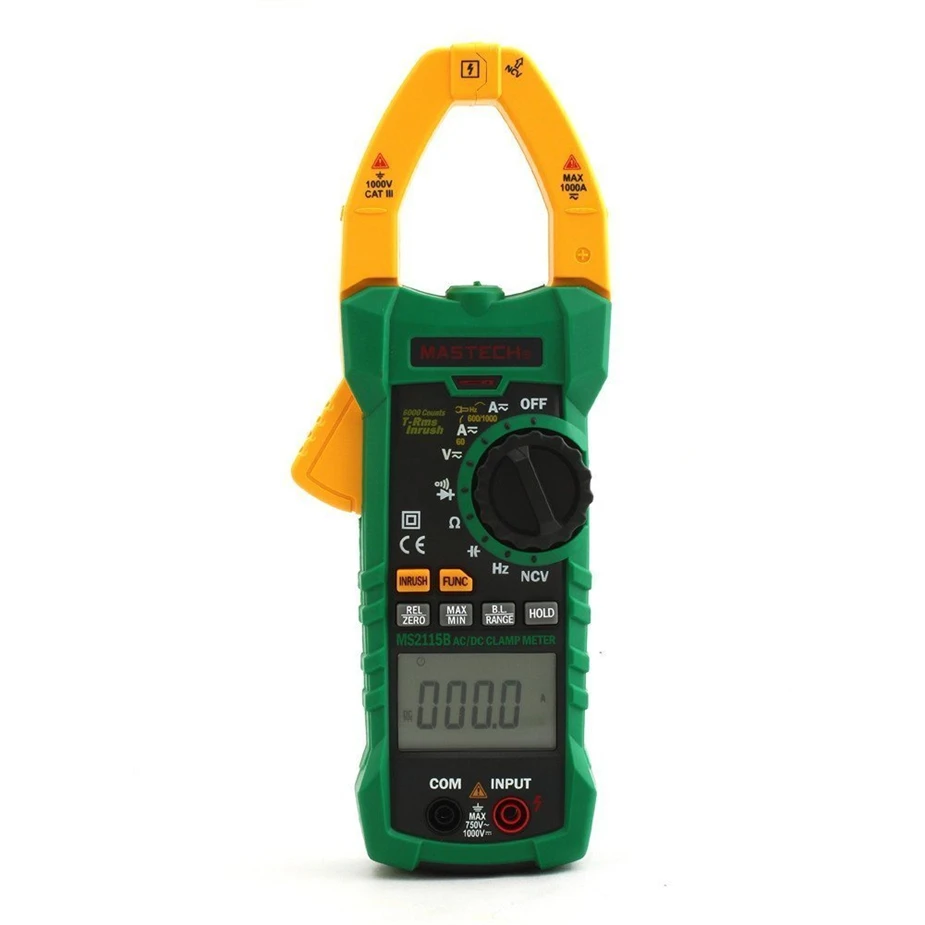 

MASTECH MS2115B Digital AC/DC Clamp Meter with 6000 Counts NCV True RMS AC/DC Voltage Current Tester Detector with USB