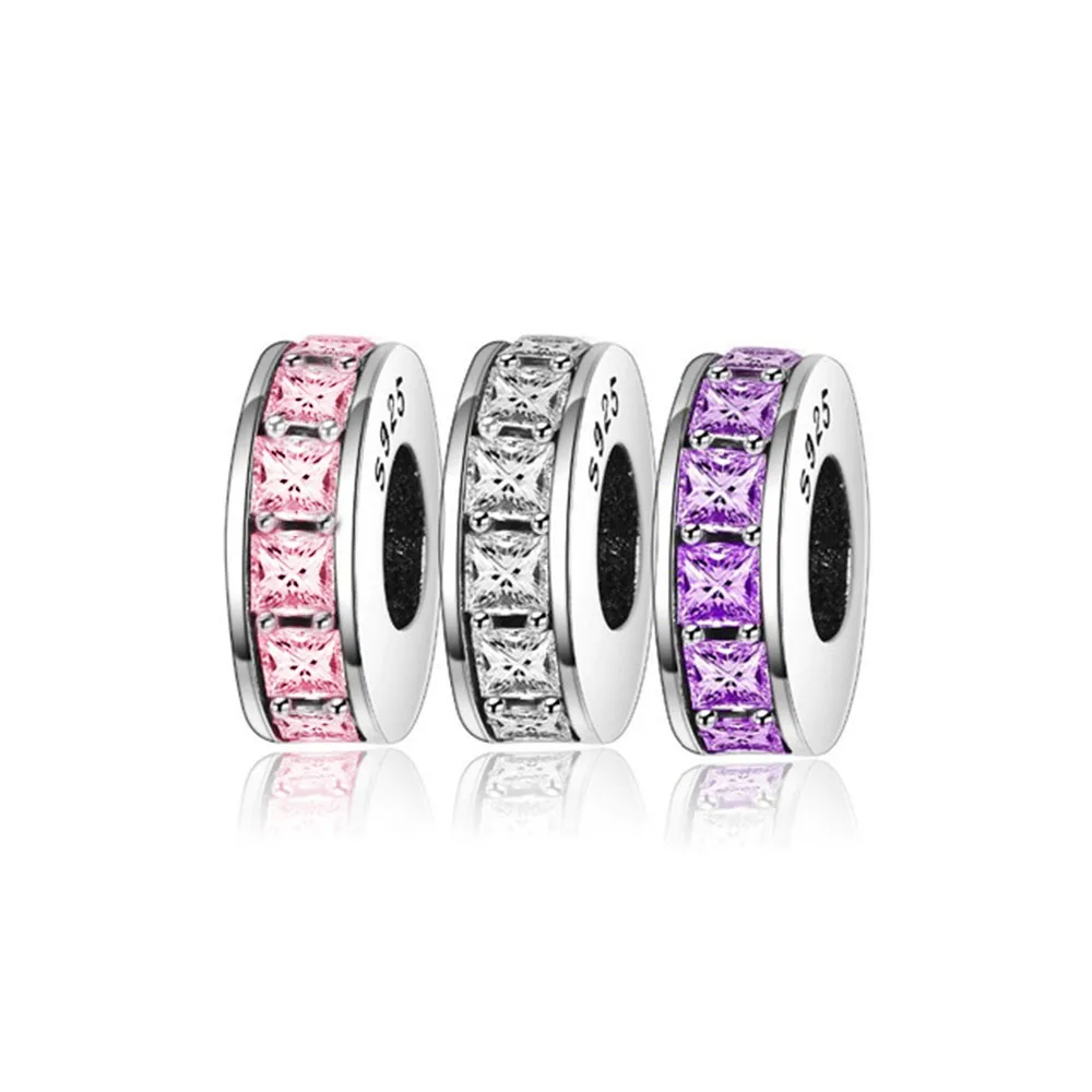 

Fit Pandora Charms Original Bracelet Austria Crystal Spacer Beads For Jewelry Making 925 Sterling Silver Crystal Spacers Charms