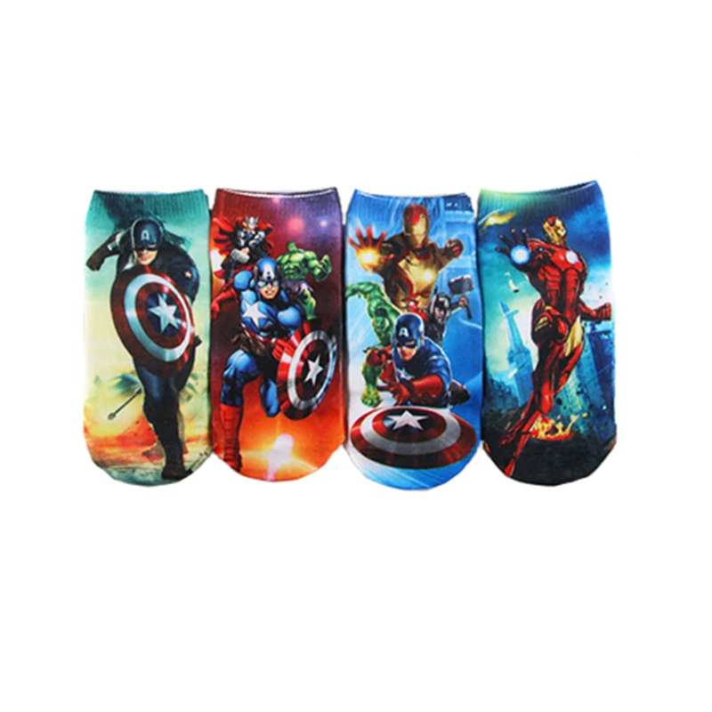 1 шт. одежда «Супергерои» комиксов, детские носки хлопковые носки для мальчиков для детей от 2 до 8 лет, футболки для детей «Супермен» носки с изображением Человека-паука для мужчин Капитан Америка с мультяшными героями и с изображением лодки Носки
