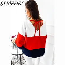 SINFEEL 2018 Autumn Sweatshirt Female Color Block Patchwork Sexy V Back Hoodie Femme Top Tee Shirt O-neck Sweatshirt Women SINFEEL 2018 Autumn Sweatshirt Female Color Block Patchwork Sexy V Back Hoodie Femme Top Tee Shirt O-neck Sweatshirt Women