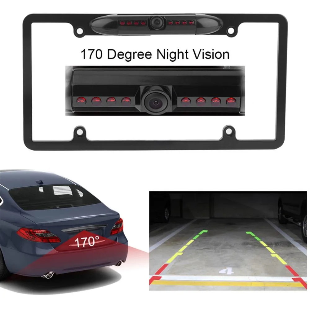 

Waterproof Car License Frame 170 Degree Lens Angle Car Rearview Parking Backup Camera Reverse Night Vision Camera
