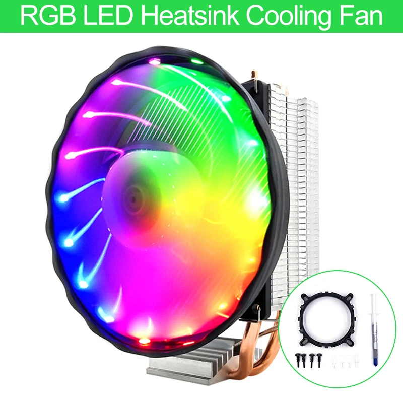 

RGB LED Heatsink Cooling Fan Silent CPU Cooler 3 Pin RGB Fan Cooler For Intel LGA 1150 1151 1155 1156 1366 775 AMD