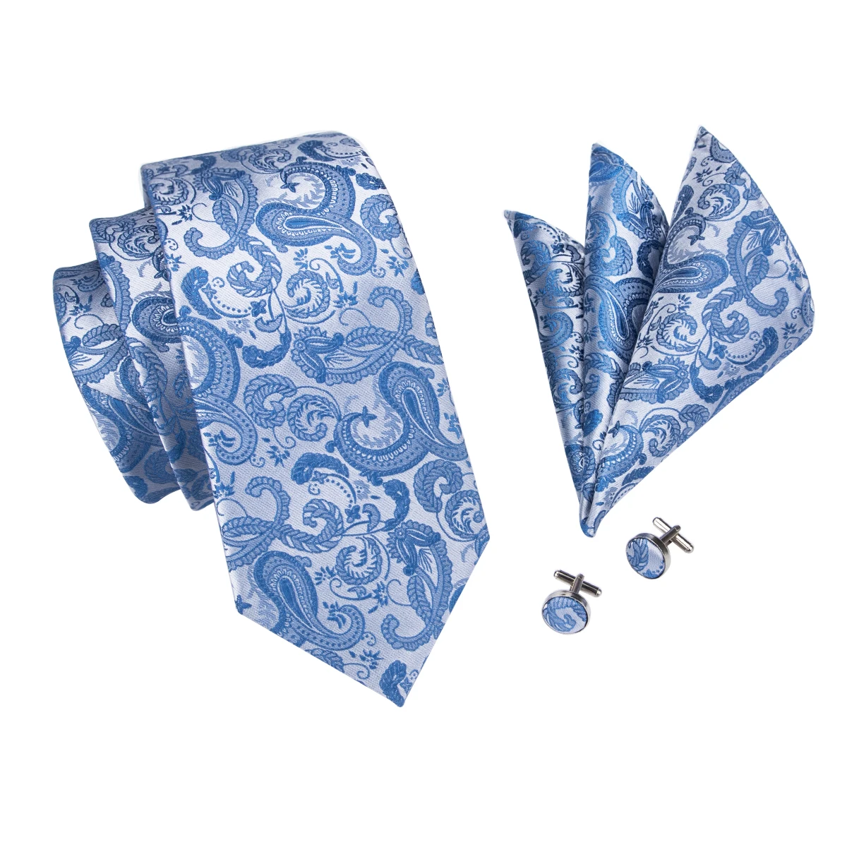 color liso Hi-Tie caja de regalo tejido jacquard Juego de corbata y gemelos cuadrados de sat/én