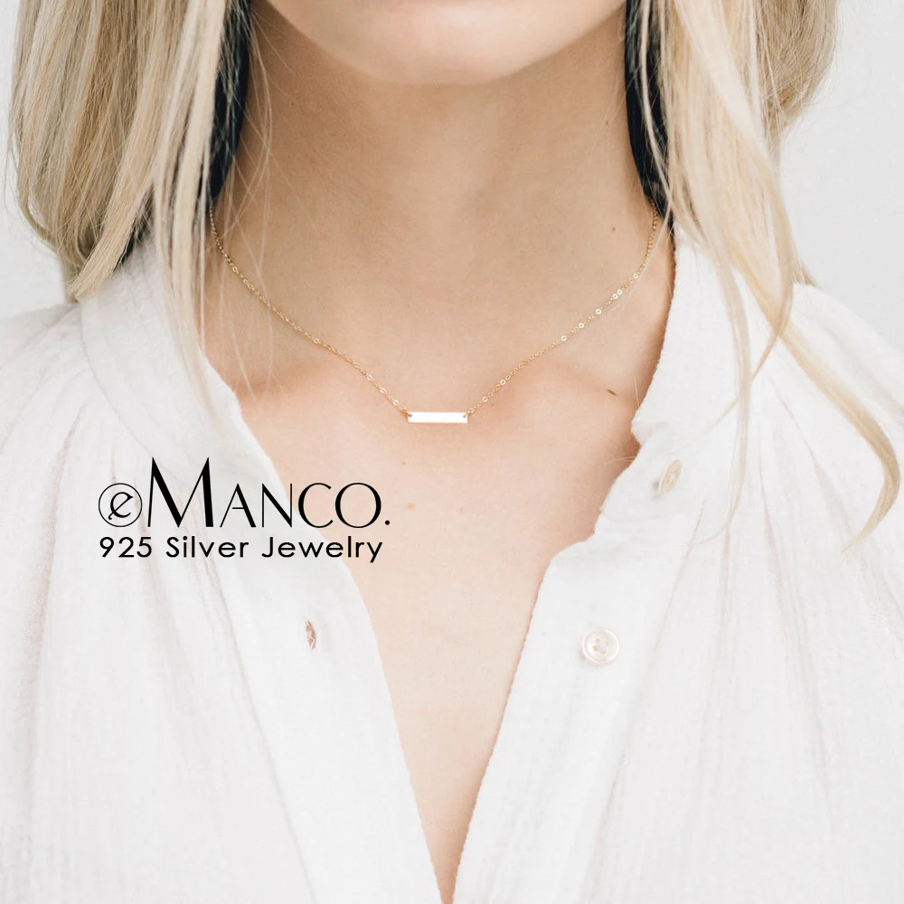 

e-Manco Minimalist 925 sterling silver necklace women silver chain pendant choker necklace for women jewellery