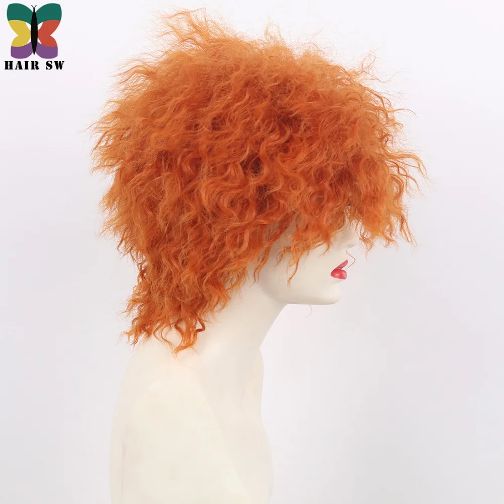 Волосы SW Короткие вьющиеся пушистые синтетические Косплей Mad Hatter парик Оранжевый Высокая температура волокна парики из фильмов для Хэллоуина Вечерние