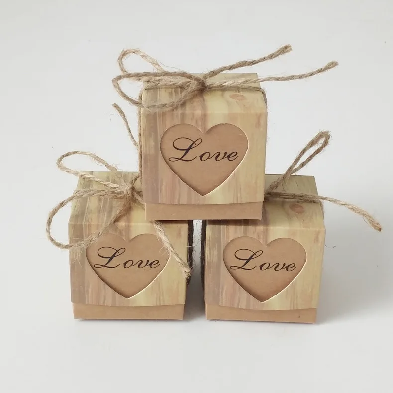 100 шт коробка для конфет любовь свадьба конфеты подарок коробка Шоколадное сердце крафт-бумага подарочные коробки