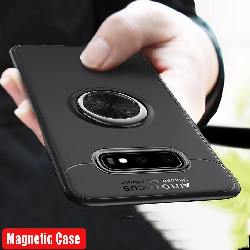 Роскошный противоударный чехол-бампер с магнитным кольцом для Samsung Galaxy S10 S9 S8 Plus
