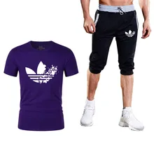 2019New Fashion Sportsuit and Tee Shirt Set Mens T Shirt Shorts + Short Pants Men Summer Tracksuit Men Casual Brand Tee Shirts