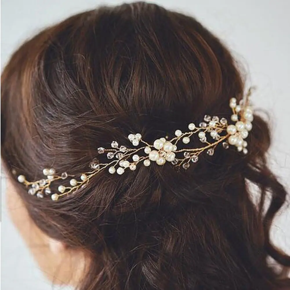 

1Pc Wedding Bridal Pearl Hairpin Handmade Headband Prom Women's Headpiece Barrettes Jewelry Hair Pins Clips Hair Accessories Hot