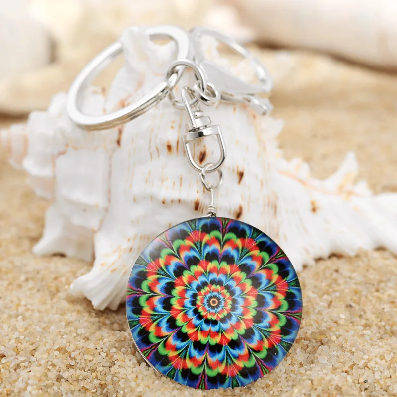 

ZOSHI Hot New Colorful Enamel Flower Silver Keychain Key Chain KeyRing Crystal Pendant Keychain Women Bag Charm Bag Auto
