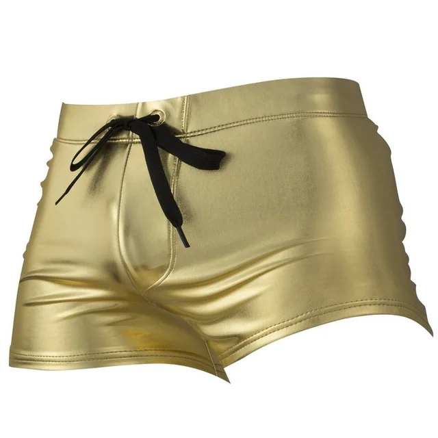Swimwear Men Metallic Gold Print Swimsuit Men's Swimming Trunks Mens