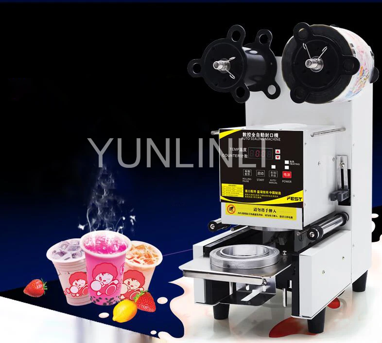 Automatic Plastic Cup Sealing Machine Tea/ Coffee Cup Sealer Commercial Plastic Cup Sealing Machine for Coffee Store FW-95