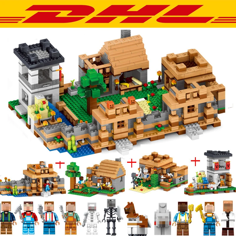 1221Pcs 0512 Minecraftes My World Figures Dream Village Model Building Kits Blocks Bricks Compatible Toys For Children Gift