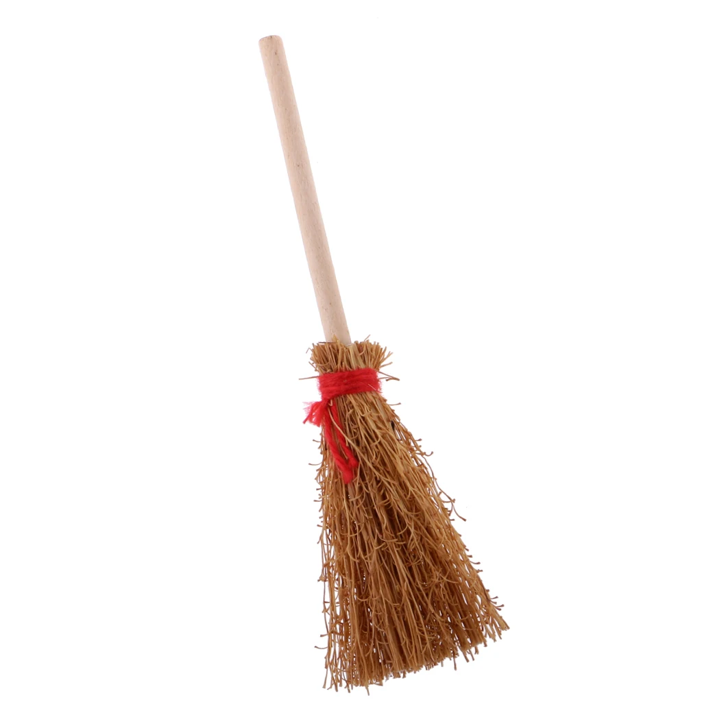 1:12 Scale Wooden Bamboo Broom Dollhouse Miniature Furniture Kit Housework Cleaning Tool Kids Pretend Play Toys