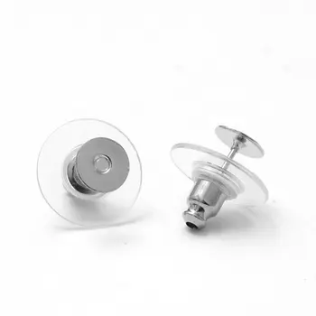 

Platinum Rhodium Plated Ear Nuts| Platinum Ear Stud Blanks with backs inner 8-5mm Tray for Cabochons DIY Jewelry Earrings