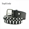 SupSindy Punk Bullet Rivet Luxury Designer Belts Men High Quality women PU Leather Rock Motorcycle male Strap for Jeans Hip Hop ► Photo 1/6