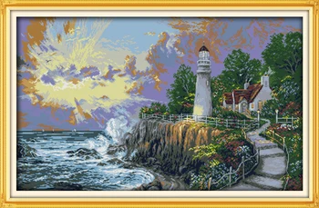 

Beacon Light Tower Scenic Needlework,Cross Stitch, Set Embroidery Kits,Precise Printed Patterns Cross-Stitching,DIY Handmade