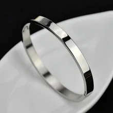 Simple Smooth Jewelry Stainless Steel Bracelet & Bangle for Women Bangles Titanium Bracelets Love Pulseiras Wedding Jewellery new arrival spring wire line colorful titanium steel bracelet stretch stainless steel cable bangles for women